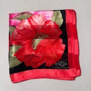 Oscar de la Renta Red Silk Scarf